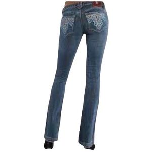 Y2K ANTIK DENIM EMBROIDERED BLUE JEAN PANTS 30